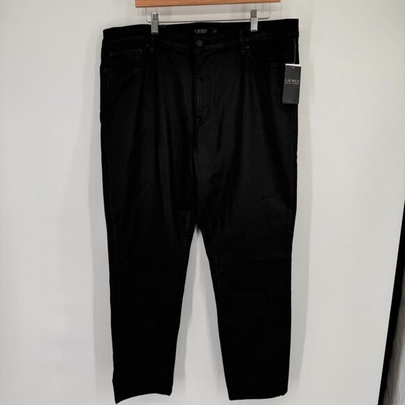 Ralph Lauren Womens Curvy Skinny Jeans Size 18 coated denim Black new $125 - Picture 3 of 15